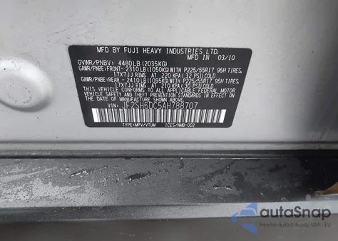 2010 Subaru Forester 2.5X Limited z USA, uszkodzony, nr VIN JF2SH6DC5AH788707